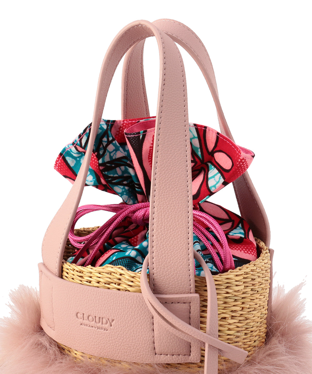 Eco Fur Basket PINK BEIGE
