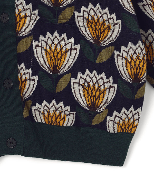 Wool/Nylon Knit Cardigan NAVY