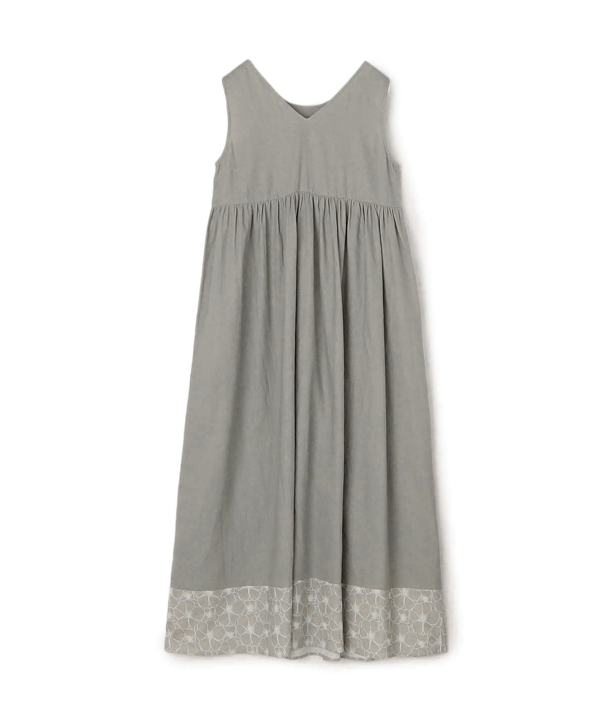 African Textile Hem Nosleeve Onepiece GRAY