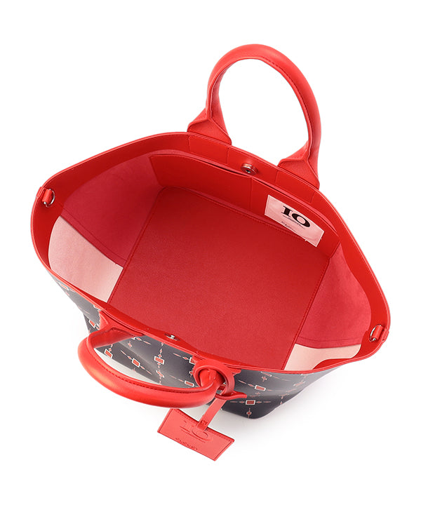 Printed Fake Leather 2Way Handbag (Medium) RED
