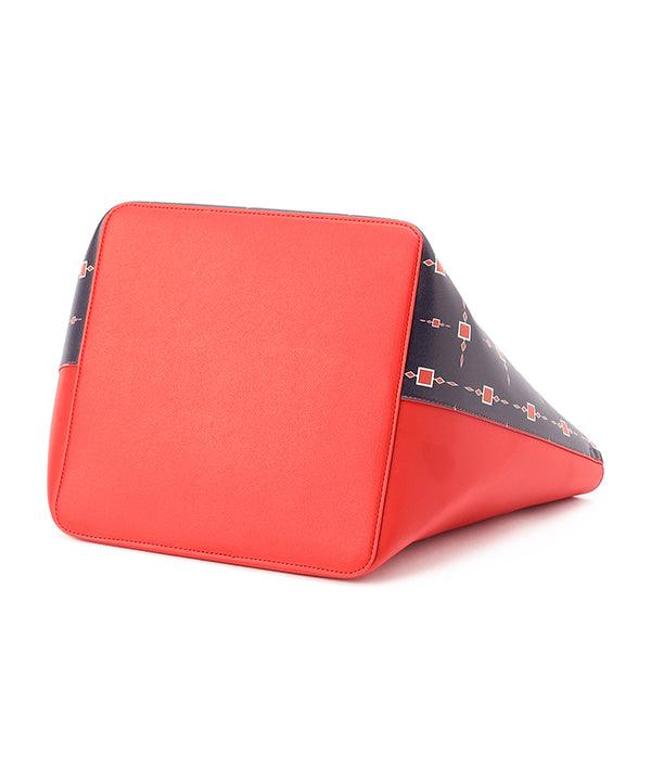 Printed Fake Leather 2Way Handbag (Medium) RED