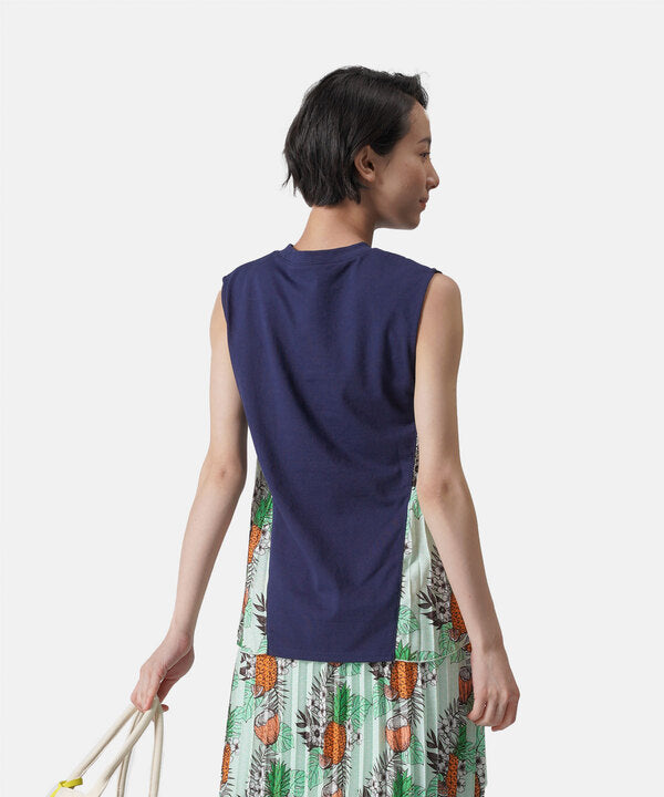 Sidepleated Cut&sew(sleeveless) NAVY × ORANGE