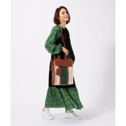 Two Tone Kente Shoulder Bag (Medium)DARK NAVY