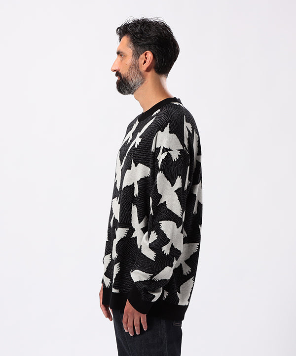 Wool/Nylon Knit Sweater BLACK