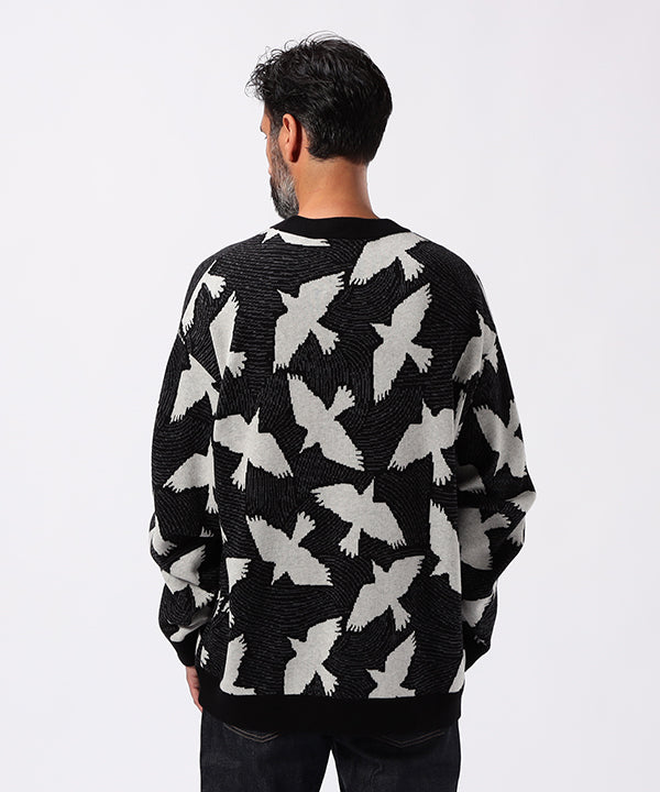 Wool/Nylon Knit Sweater BLACK