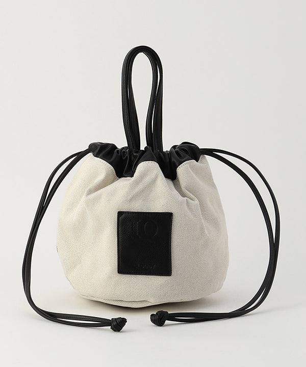 Black leather clearance drawstring bag