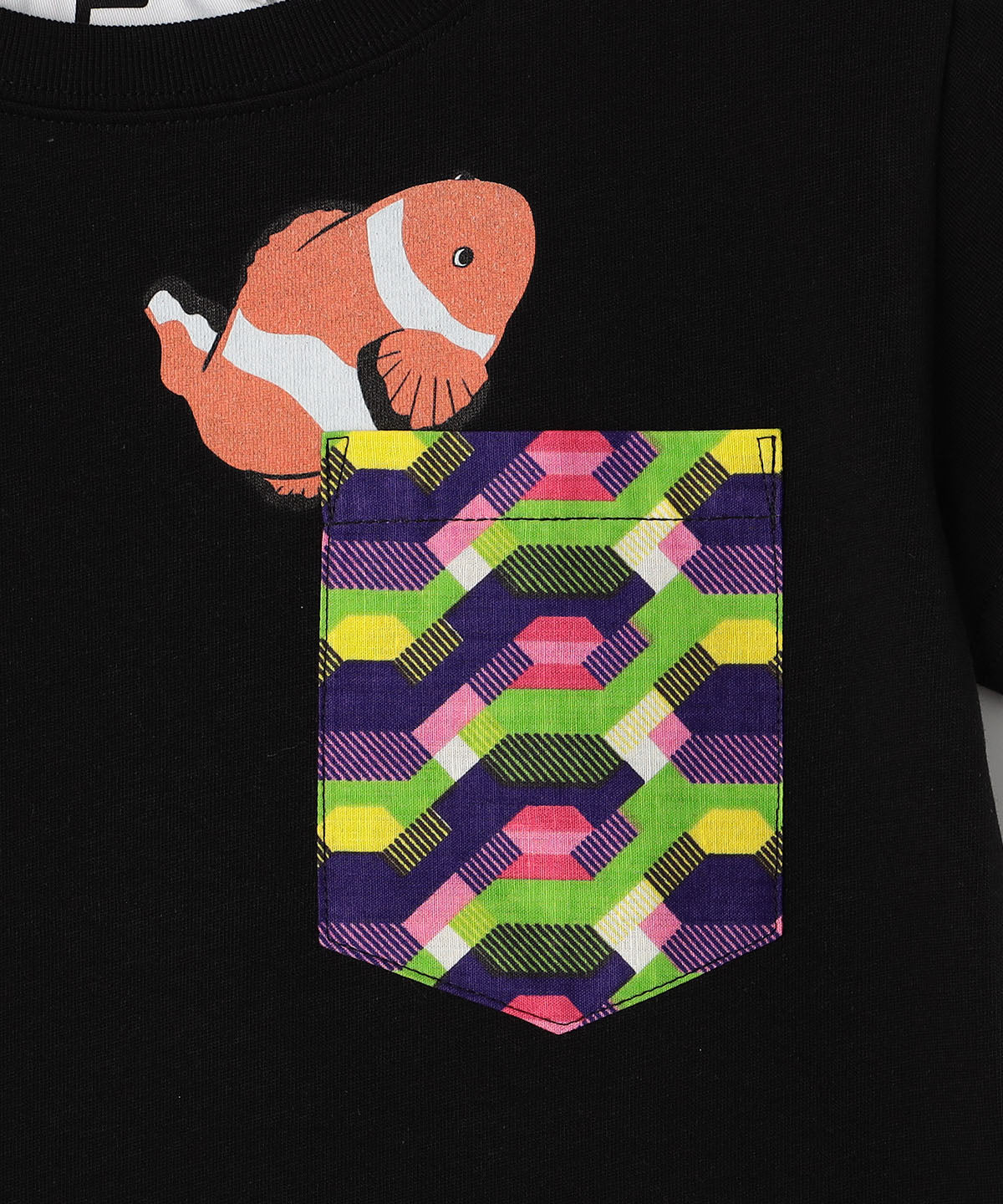 キッズポケットTシャツ Clownfish BLACK