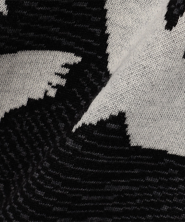 Wool/Nylon Knit Sweater BLACK