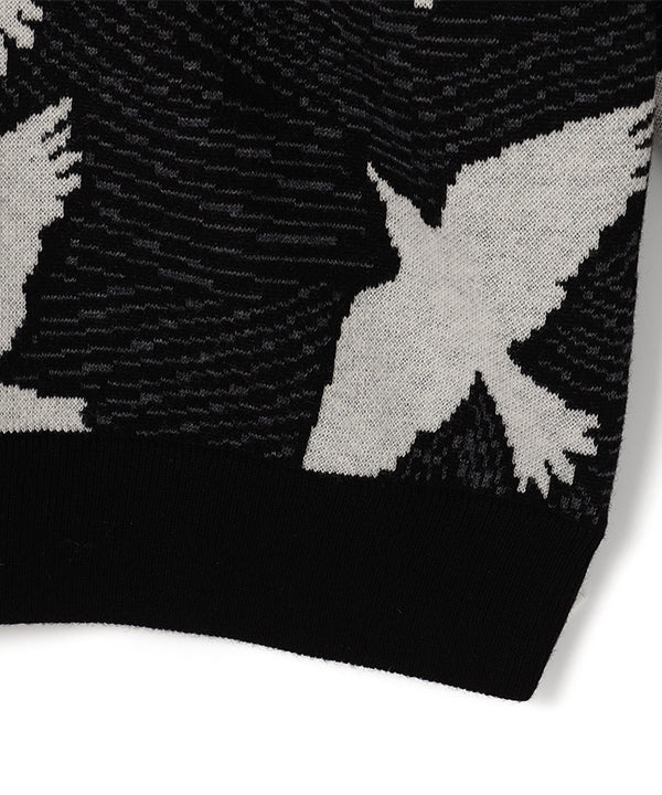 Wool/Nylon Knit Sweater BLACK