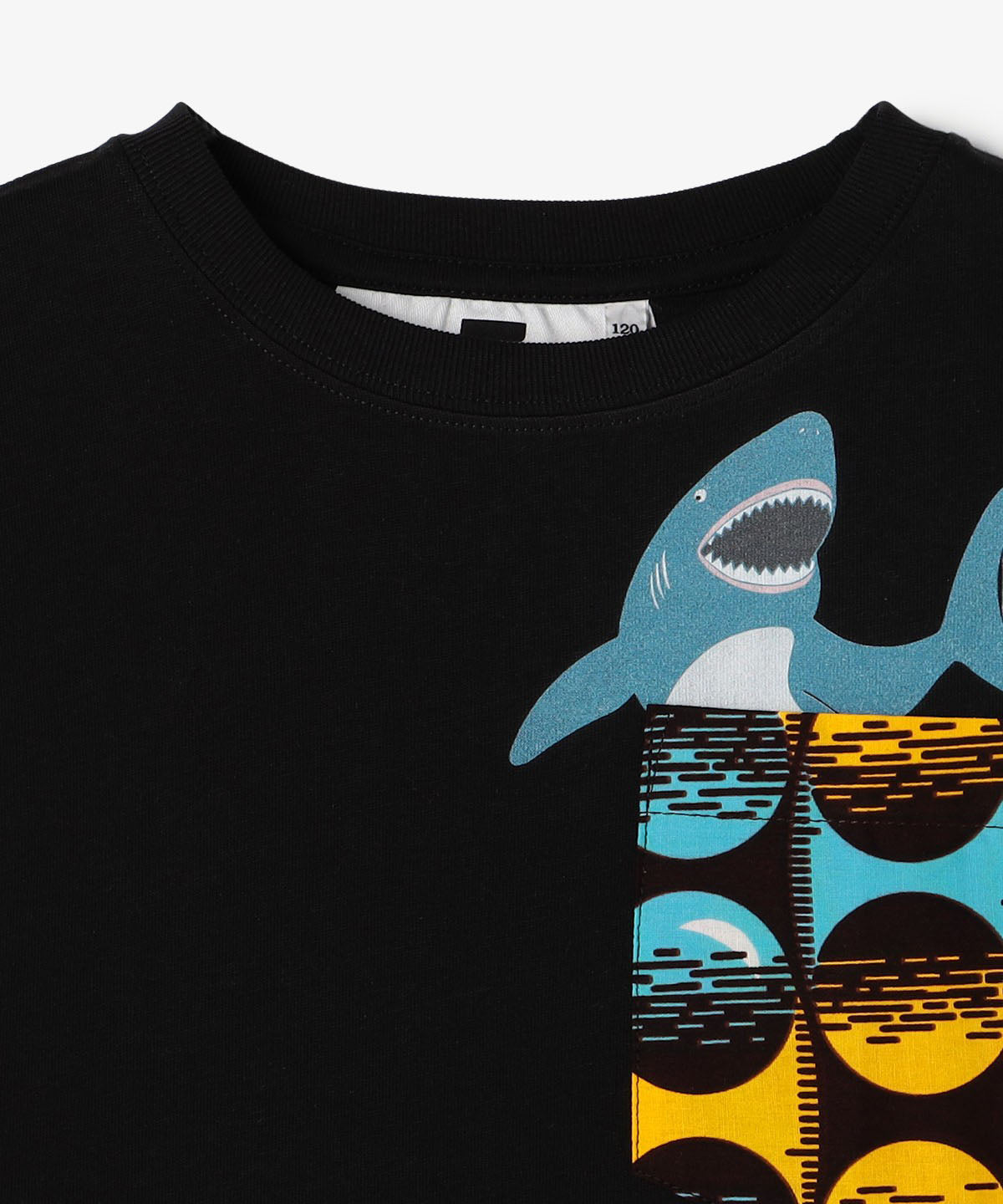 キッズポケットTシャツ Shark BLACK