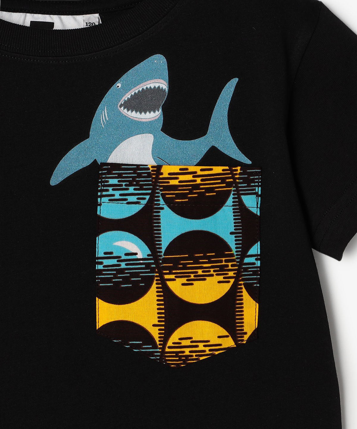 キッズポケットTシャツ Shark BLACK