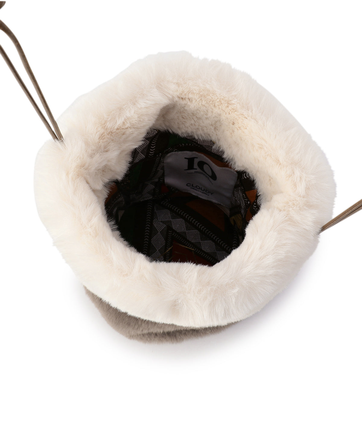 Eco Fur Drawstring Bag(Small)OFF-WHITE×GREIGE