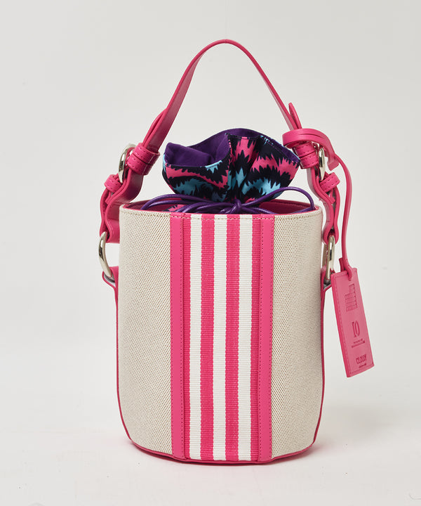 Two Tone Kente × Canvas Tube Bag PINK × WHITE