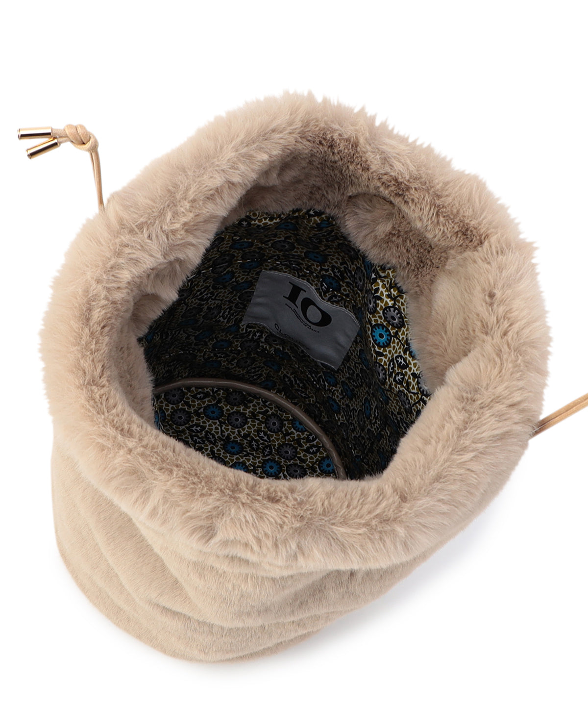 Eco Fur Drawstring Bag(Medium)BEIGE