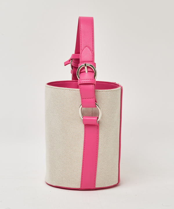 Two Tone Kente × Canvas Tube Bag PINK × WHITE