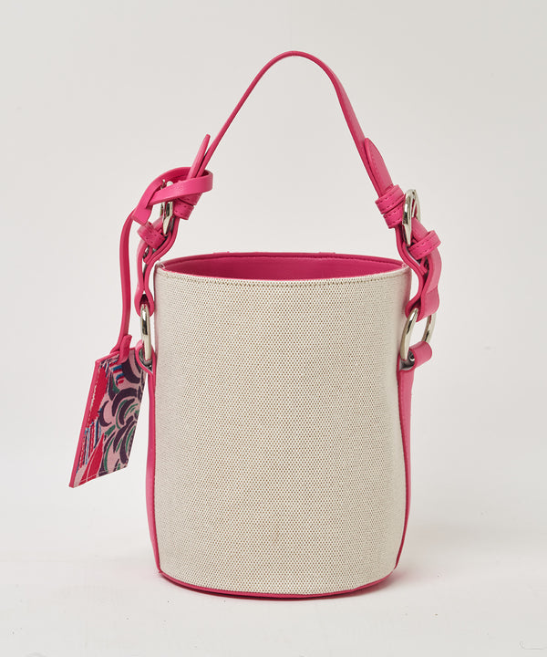 Two Tone Kente × Canvas Tube Bag PINK × WHITE
