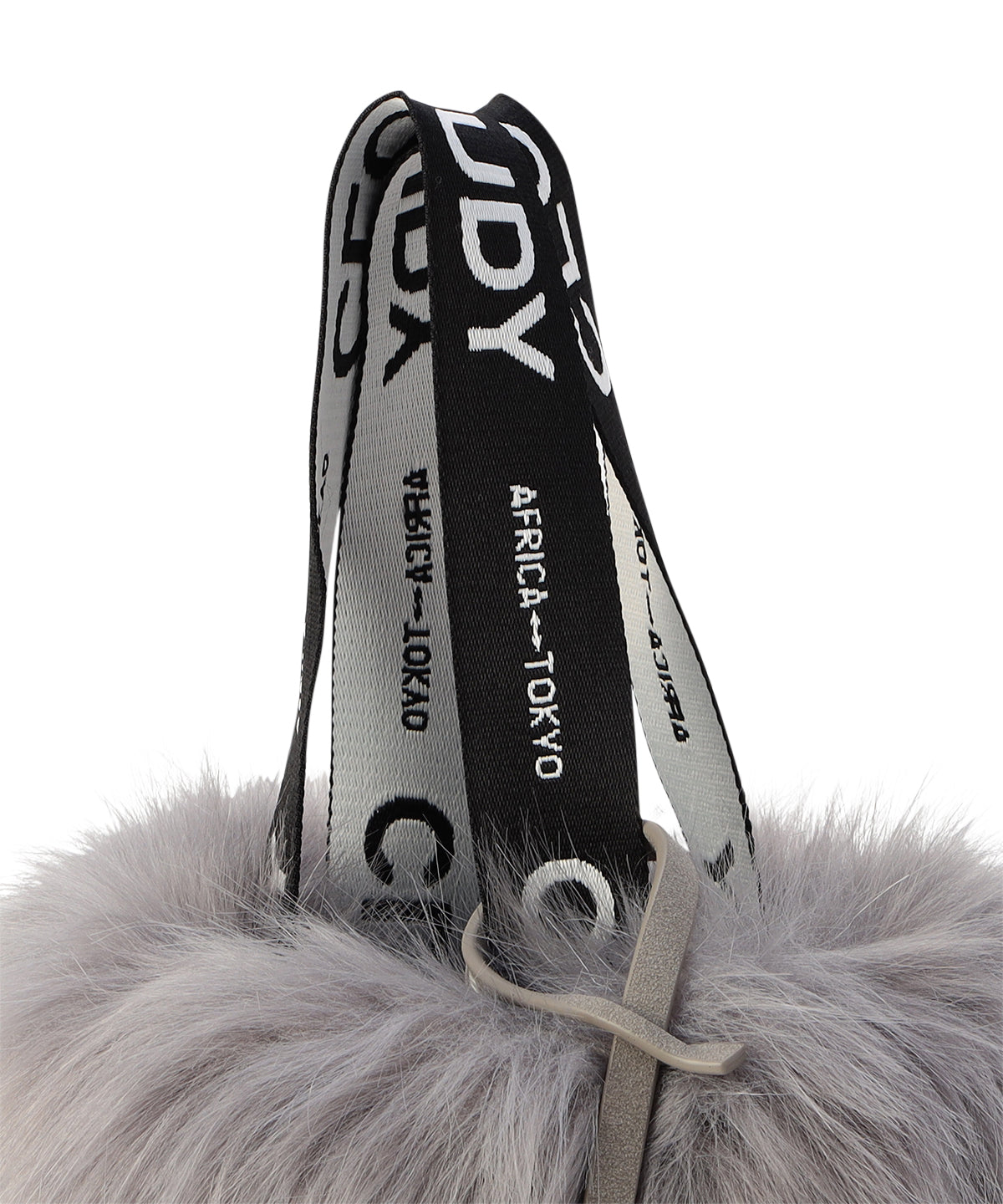 Logo handle Eco fur Tote Bag (small) BLUEGRAY