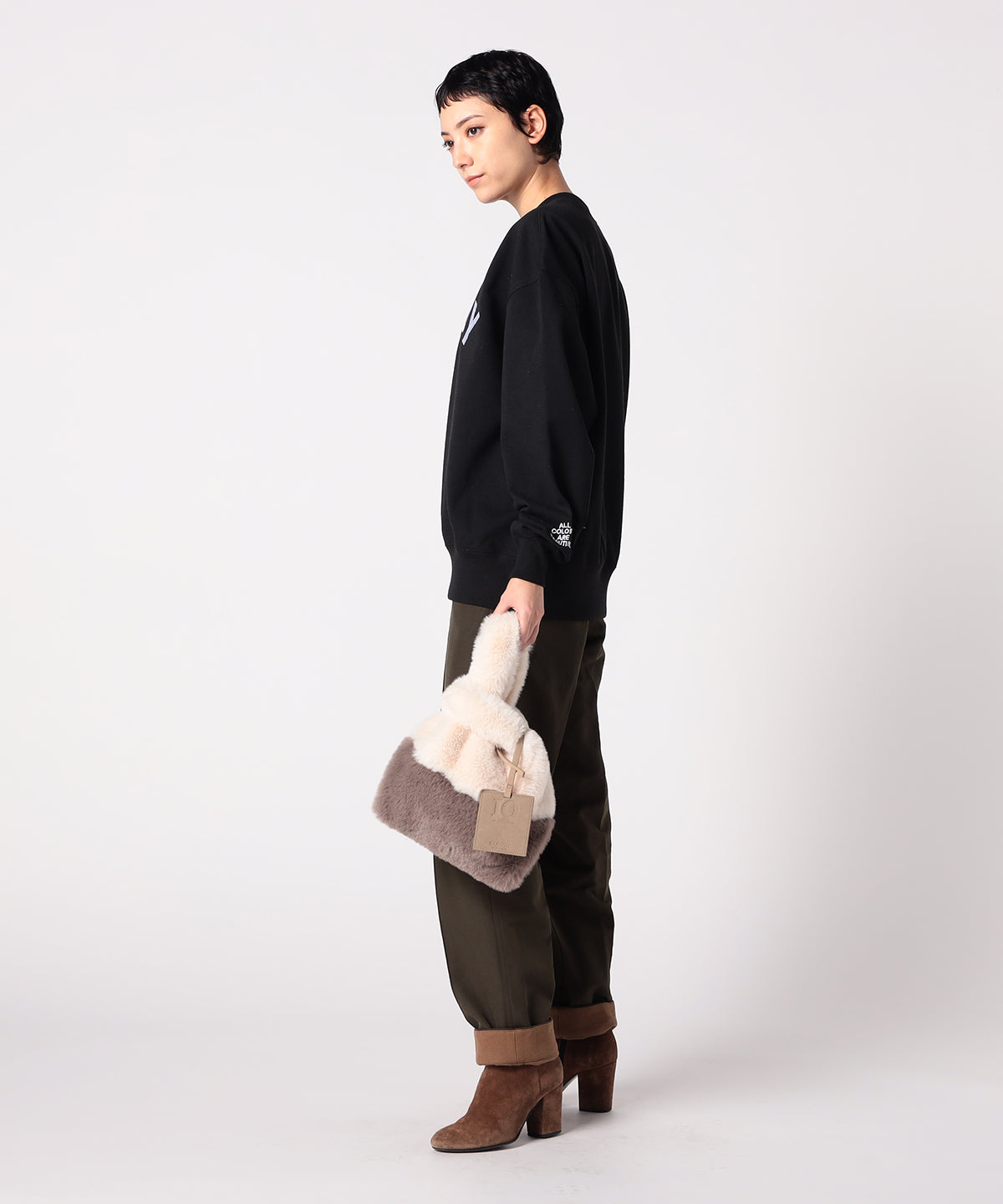Eco Fur Convenience Bag (Small) OFF-WHITE×GREIGE