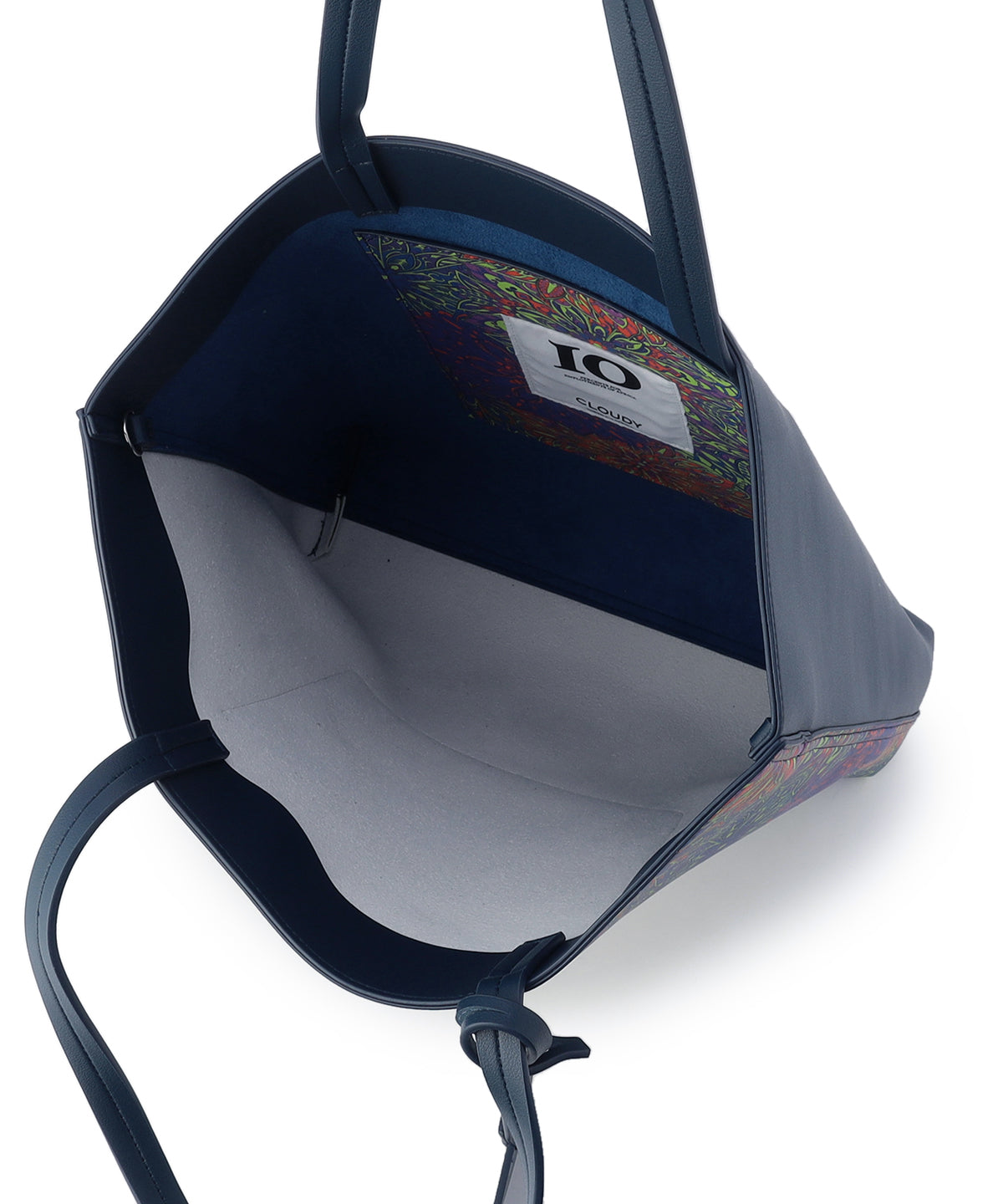 Fake Leather Printed Tote Bag (Large) NAVY
