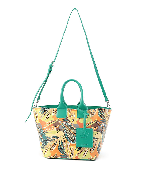 Printed Fake Leather 2Way Handbag (Medium) GREEN