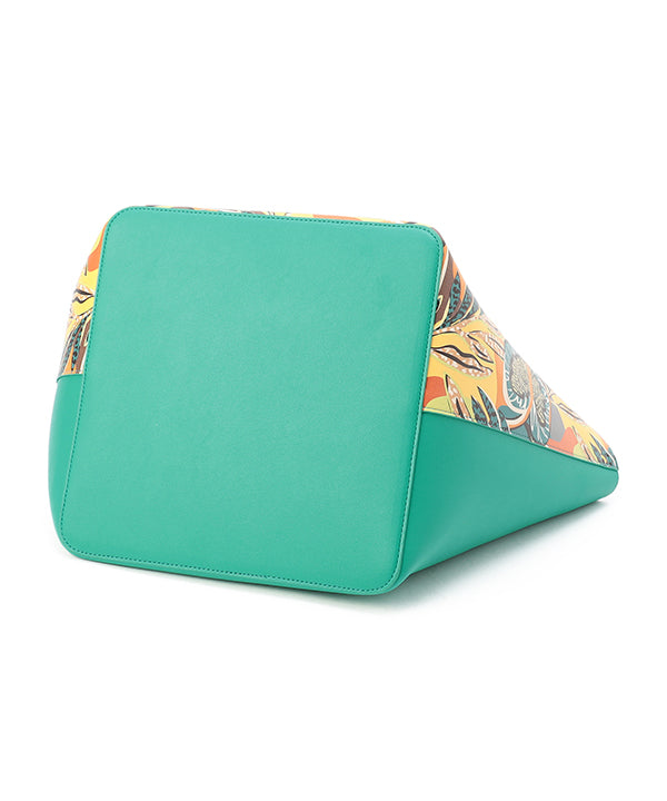 Printed Fake Leather 2Way Handbag (Medium) GREEN