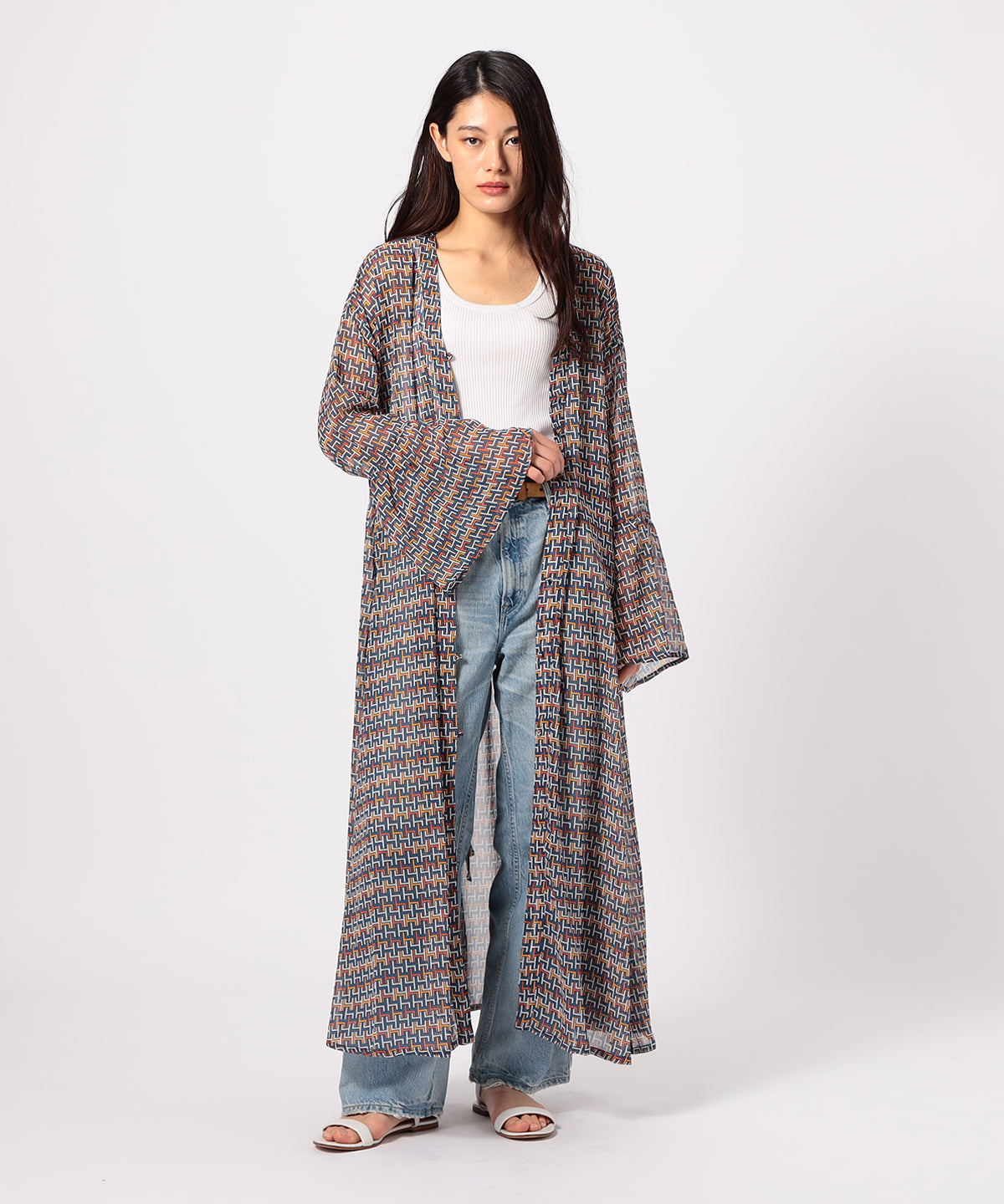 Chiffon Long Cardigan ORANGE