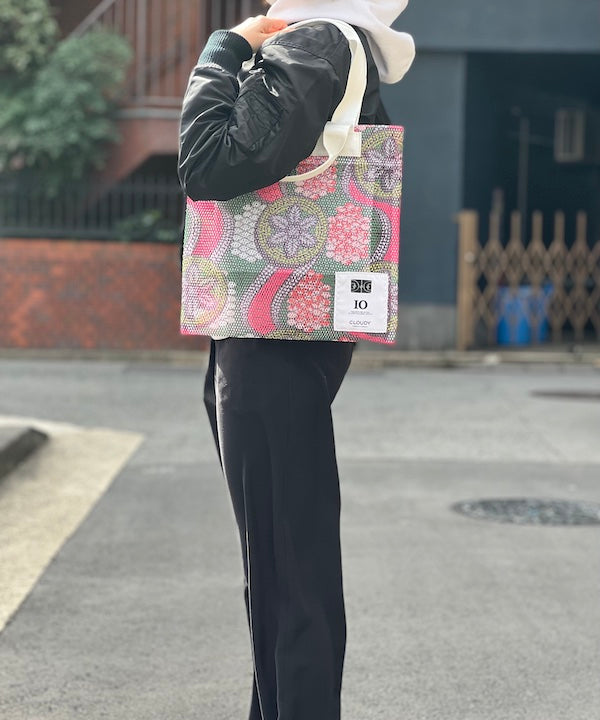 African Textile Mesh Tote Bag (Small) PINK