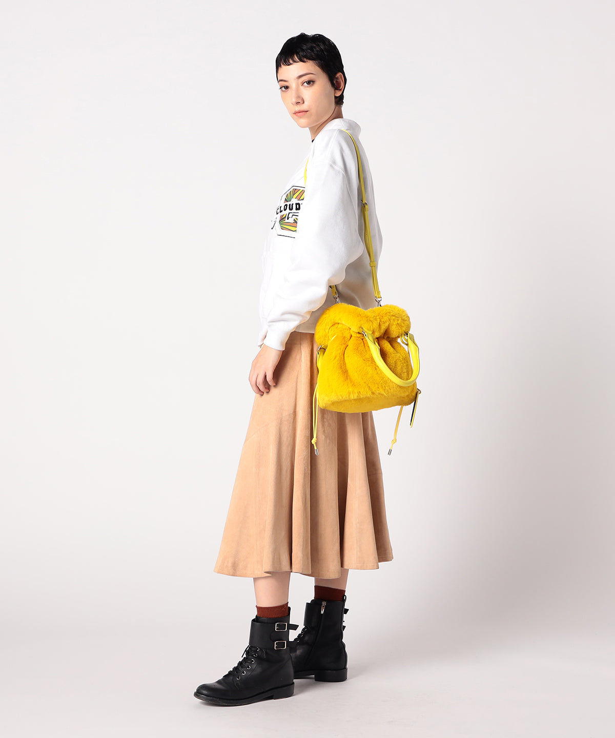 Eco Fur Shoulder Bag BLACK