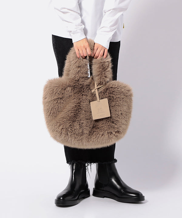 Eco Fur Tote Bag (Medium) BEIGE