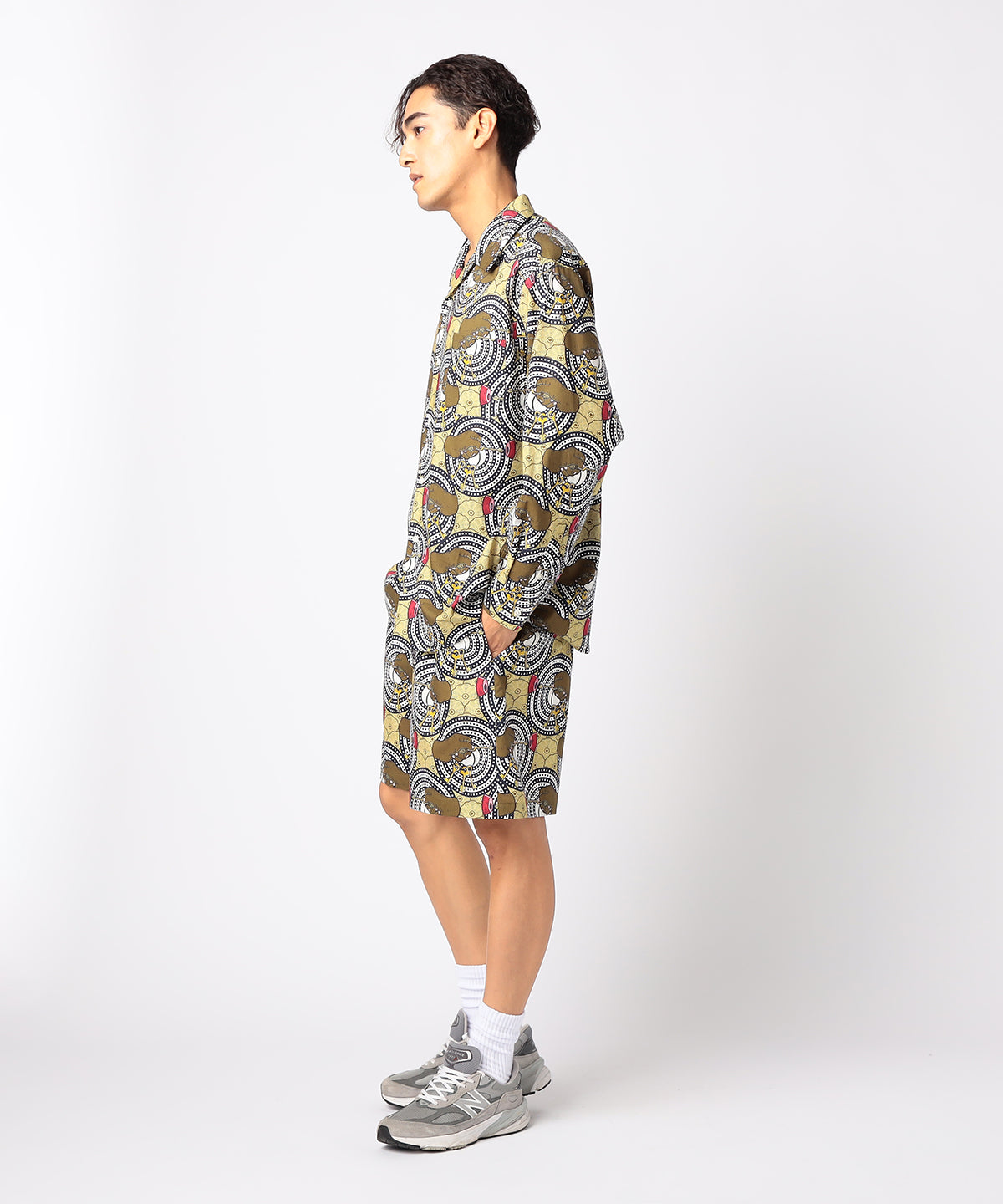 African Textile Long Sleeve Shirt CAMEL