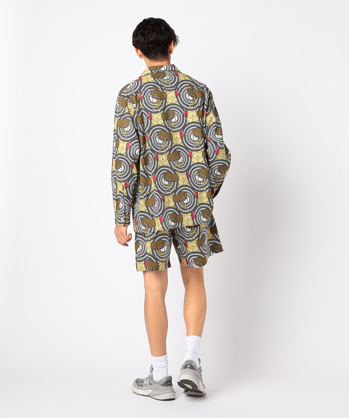 African Textile Long Sleeve Shirt CAMEL
