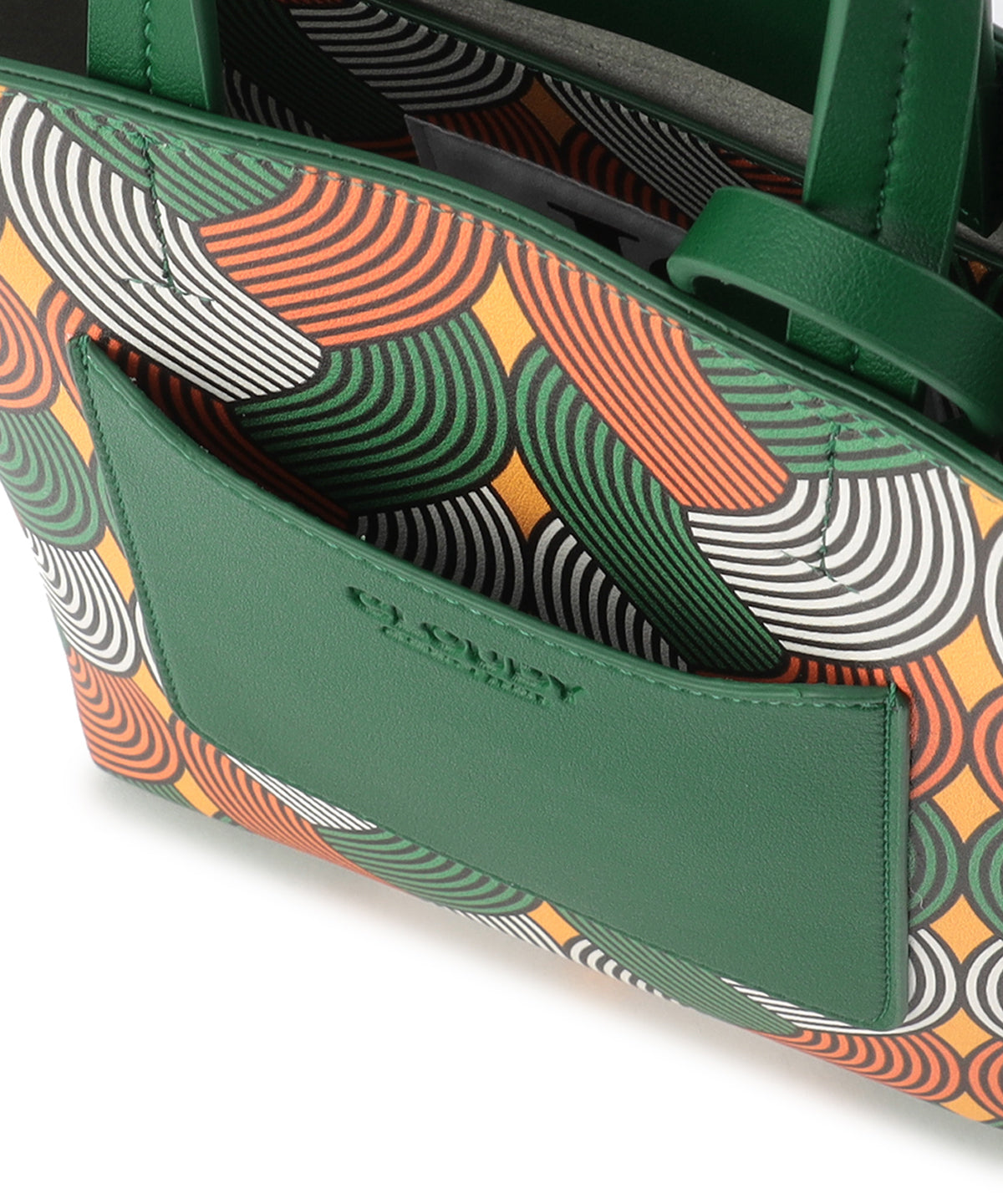Fake Leather Printed Tote Bag (Small) GREEN
