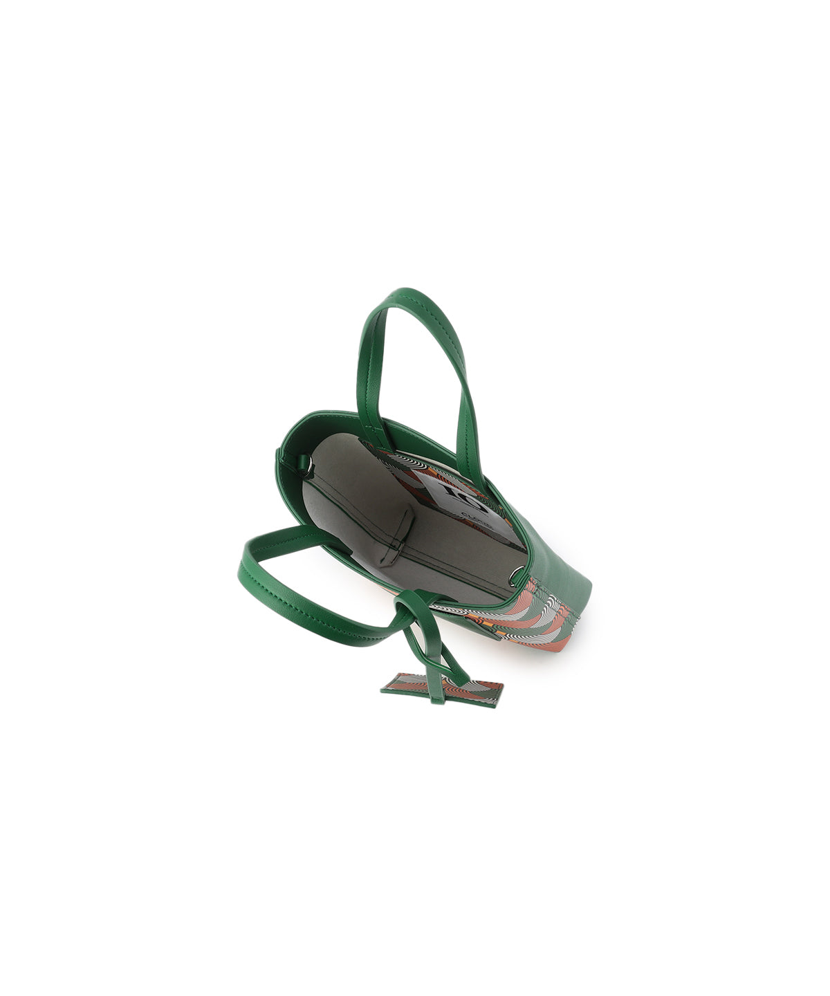Fake Leather Printed Tote Bag (Small) GREEN