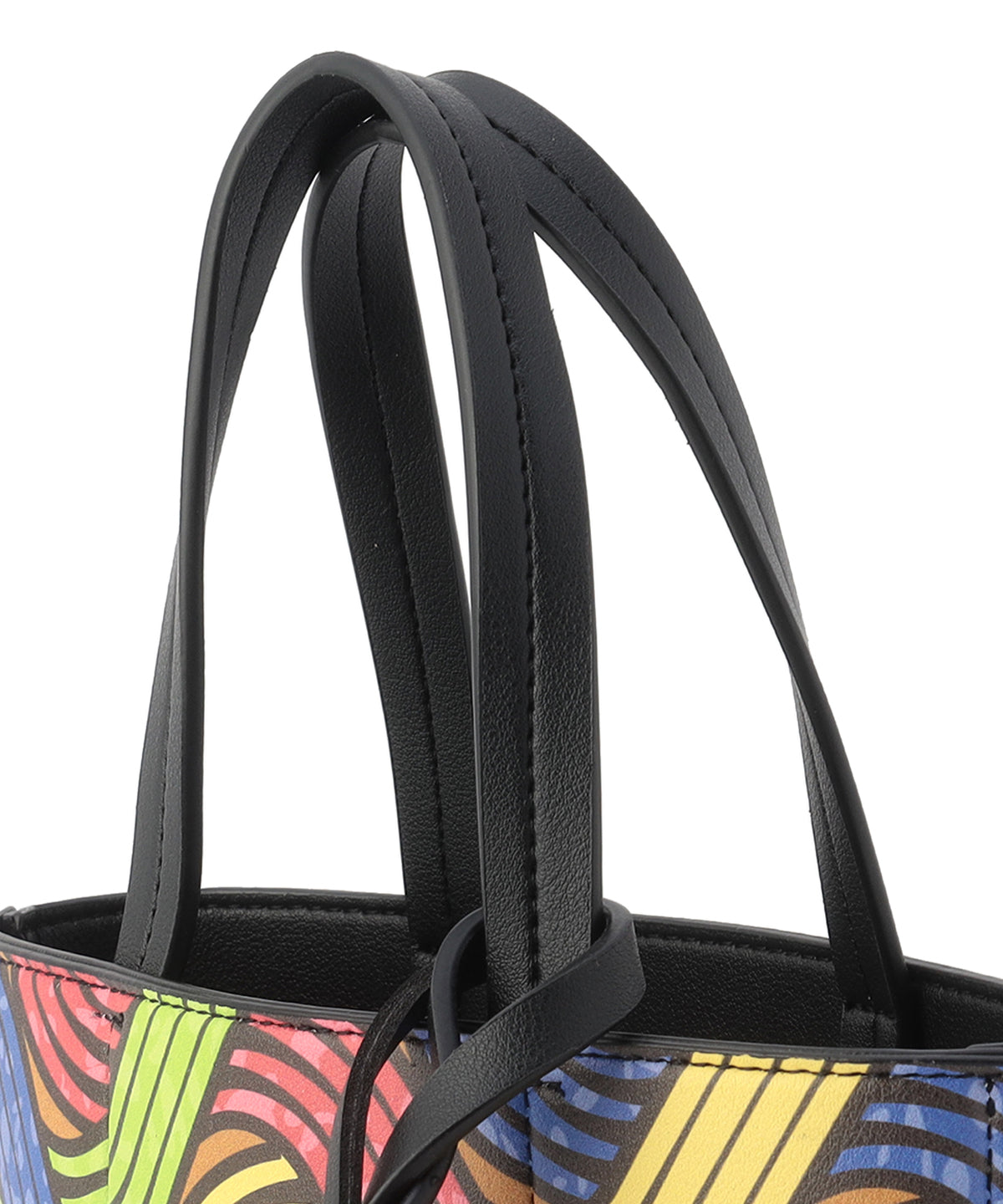 Fake Leather Printed Tote Bag (Small) BLACK1