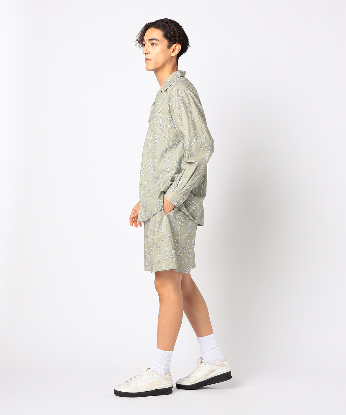 African Textile Long Sleeve Shirt BEIGE