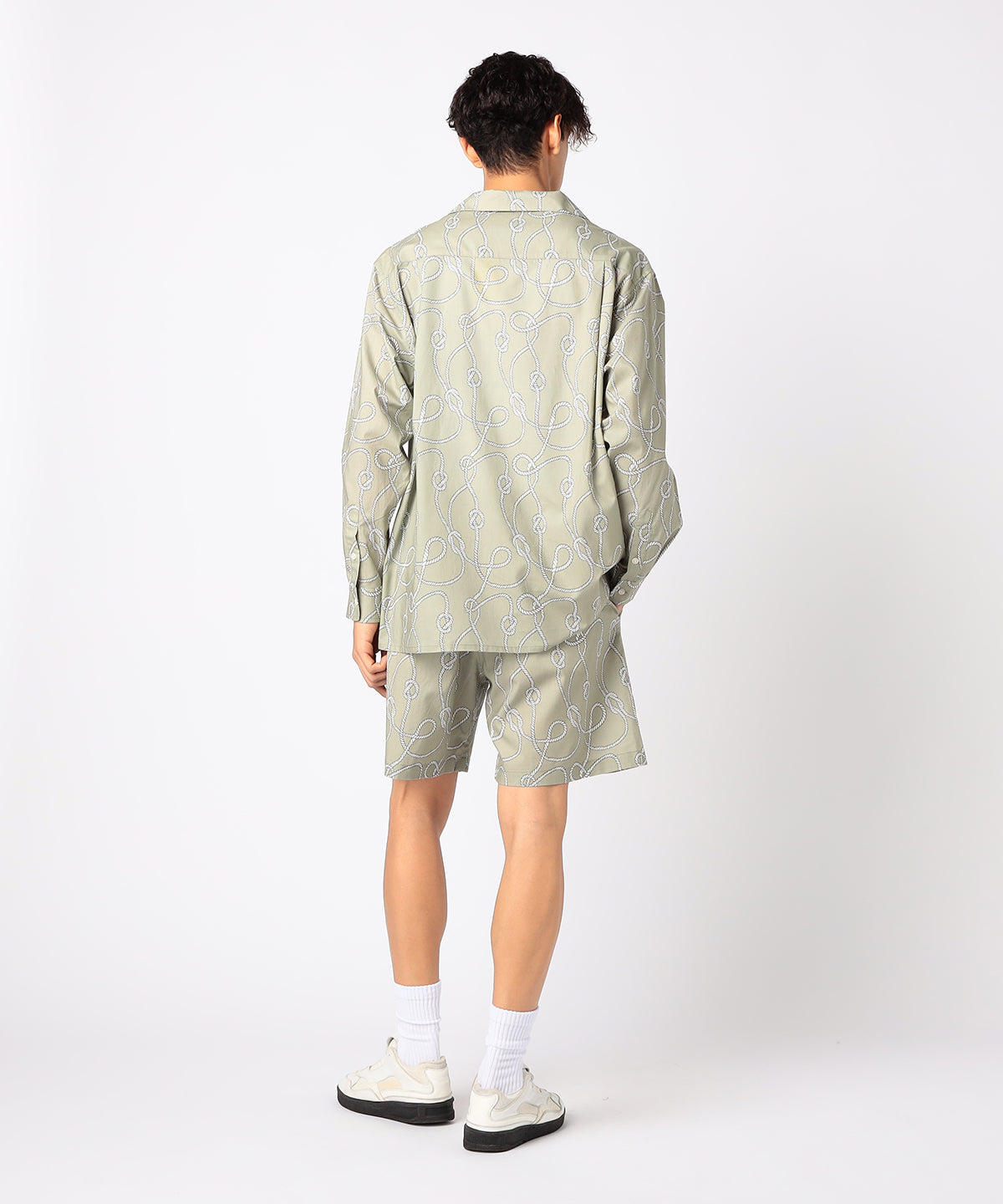 African Textile Long Sleeve Shirt BEIGE