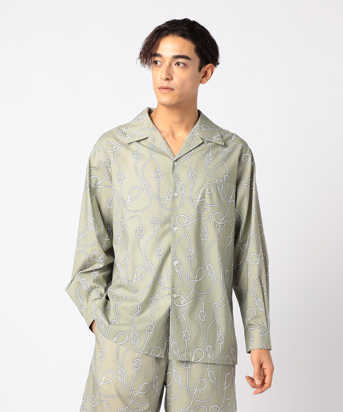 African Textile Long Sleeve Shirt BEIGE