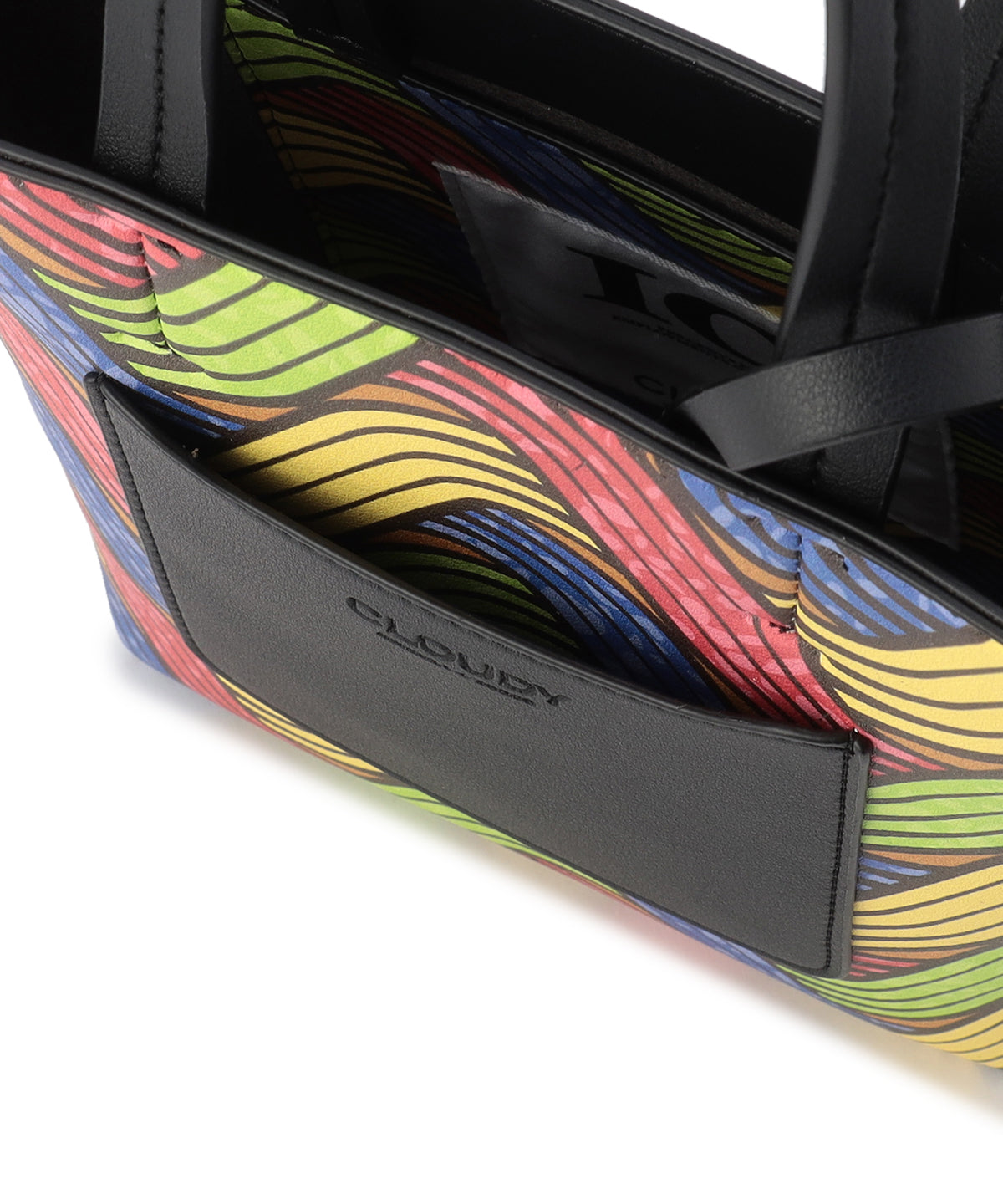 Fake Leather Printed Tote Bag (Small) BLACK1