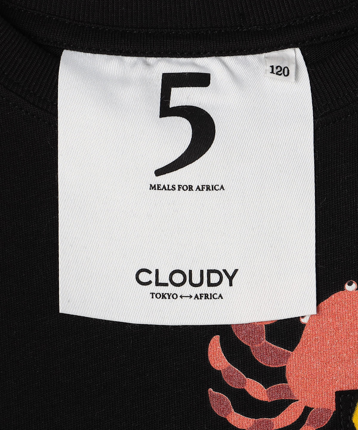キッズポケットTシャツ Crab BLACK