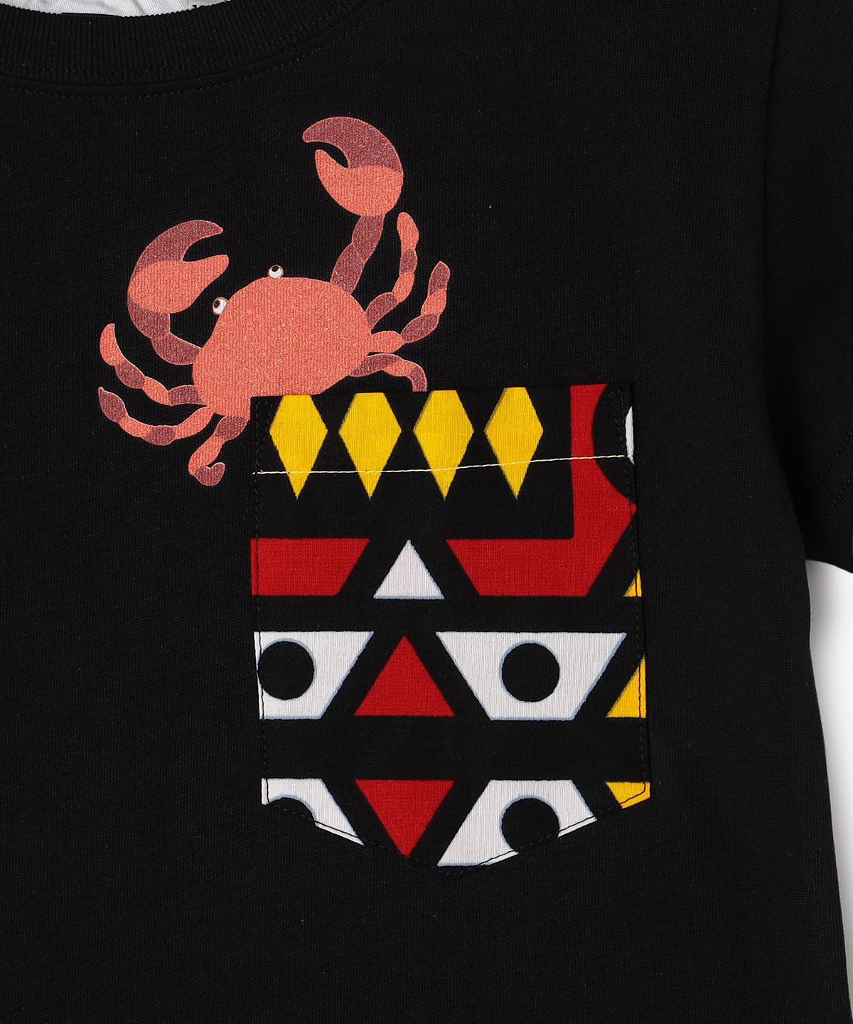 キッズポケットTシャツ Crab BLACK