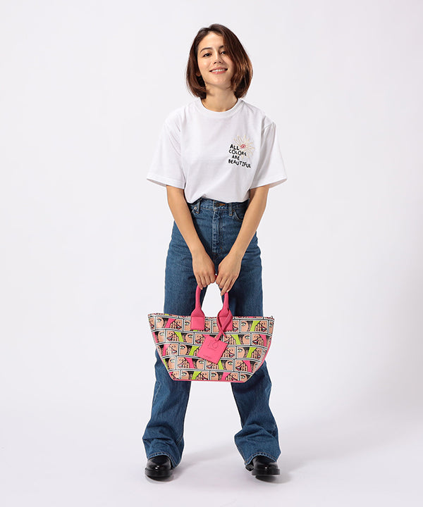 Printed Fake Leather 2Way Handbag (Medium) PINK