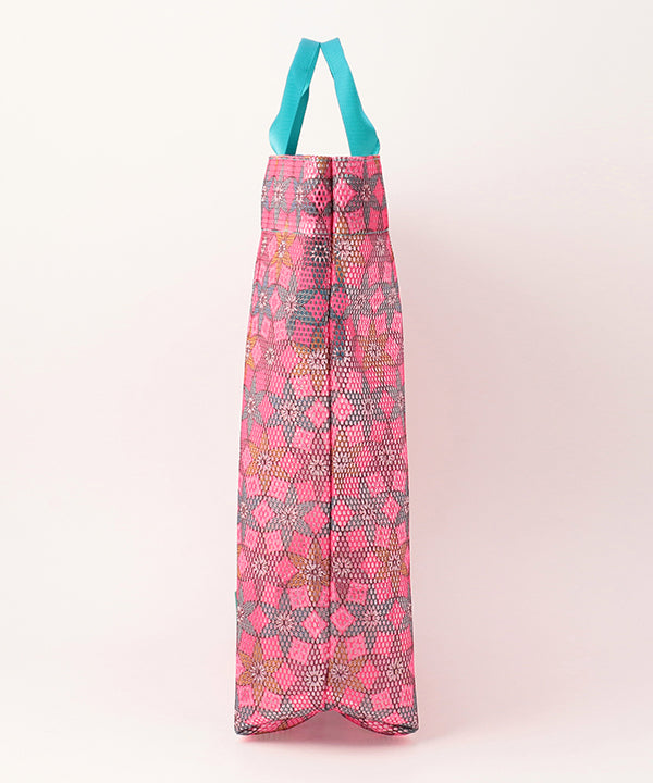 African Textile Mesh Tote Bag (Large) E.BLUE