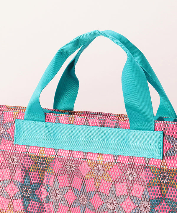 African Textile Mesh Tote Bag (Large) E.BLUE