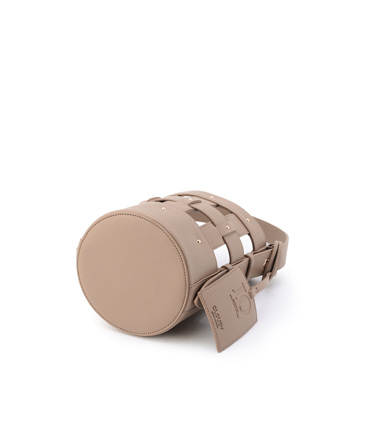 Fake Leather Mesh Tube Bag GREIGE