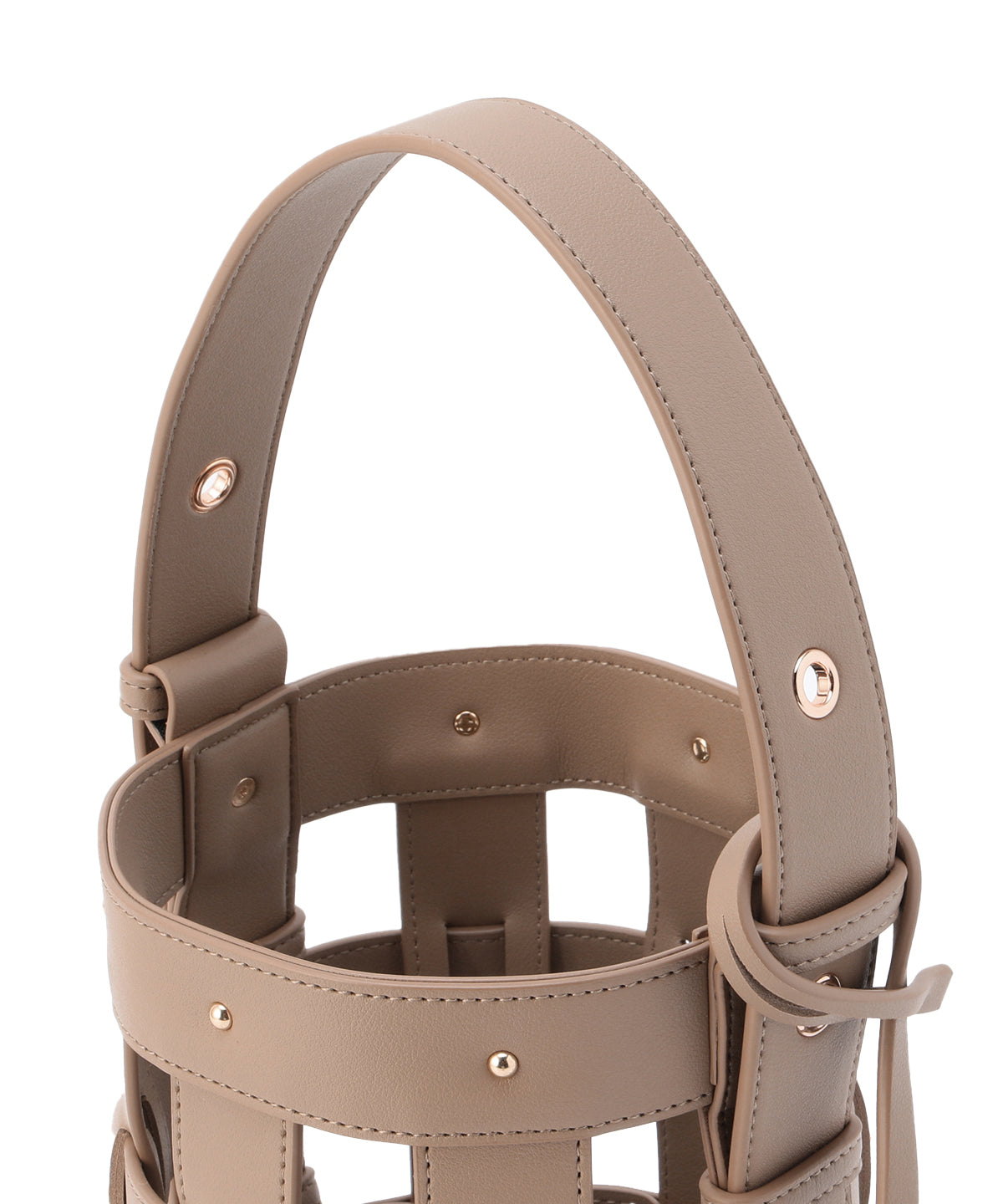 Fake Leather Mesh Tube Bag GREIGE