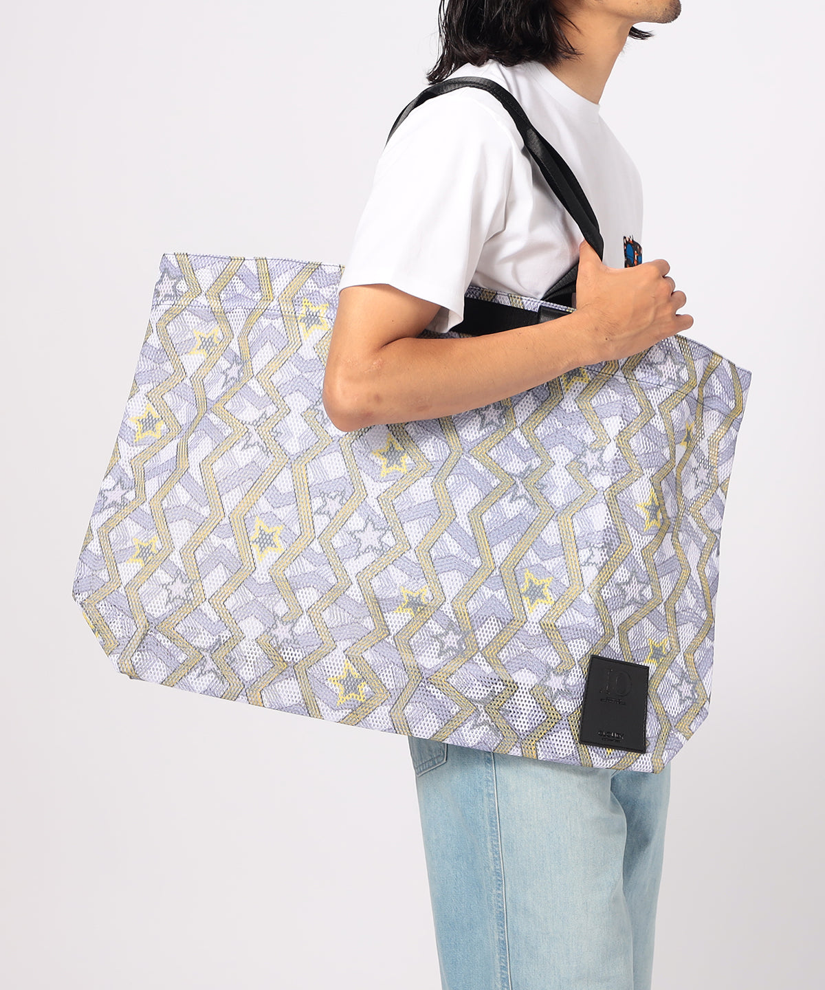 African Textile Mesh Tote Bag (Large) E.BLUE