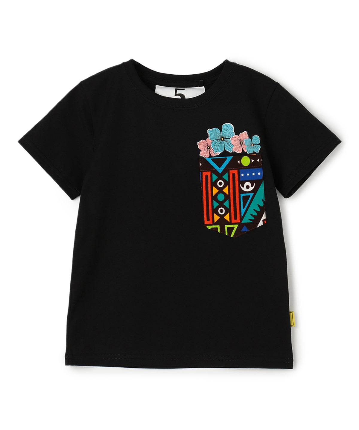 Kids Printed Pocket T-SHIRTS Flower 394 BLACK