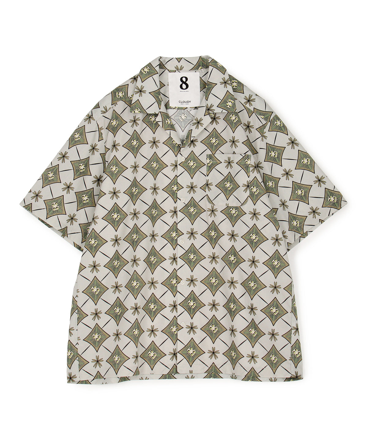 African Textile Shirt BEIGE "三本の矢"