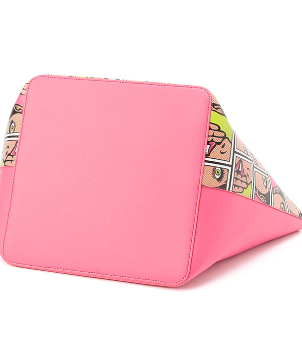 Printed Fake Leather 2Way Handbag (Medium) PINK