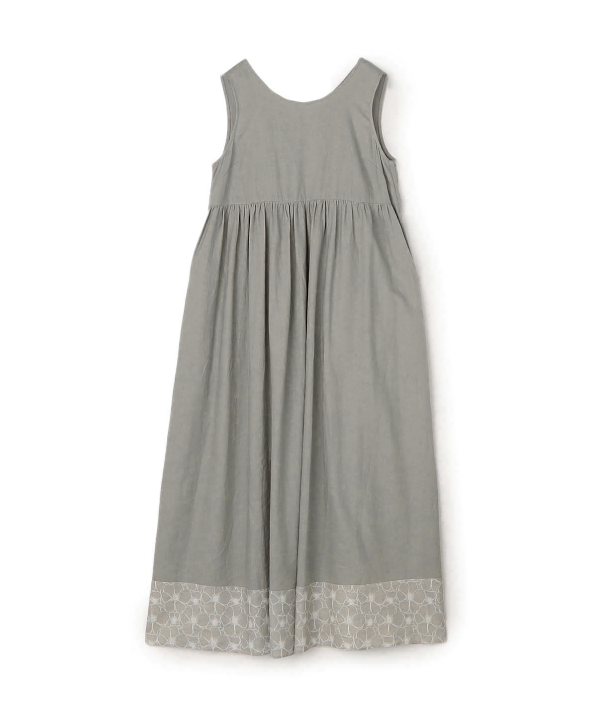 African Textile Hem Nosleeve Onepiece GRAY
